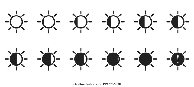 Brightness icon set, Brightness icons with varying levels