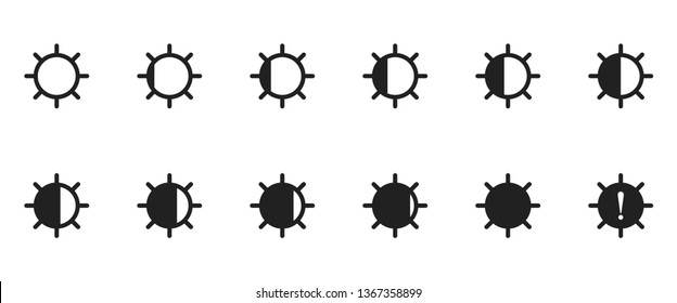 Brightness icon set, Brightness icons with varying levels