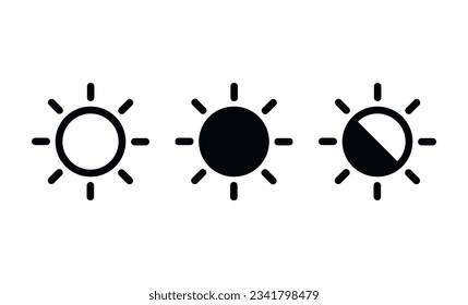 Brightness icon set, Brightness icons with varying levels