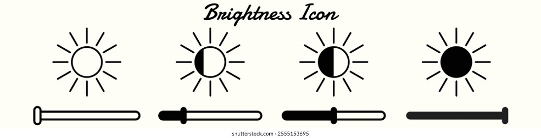 Brightness Icon Set Light and Dark Adjustment Icons Graphic Design Elements User Interface Symbols