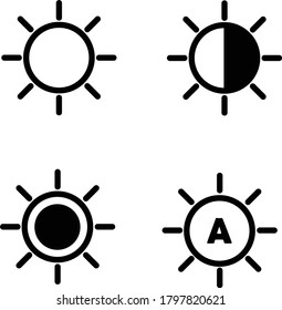 brightness icon set on white background. brightness sign. brightness and contrast symbol. flat style.