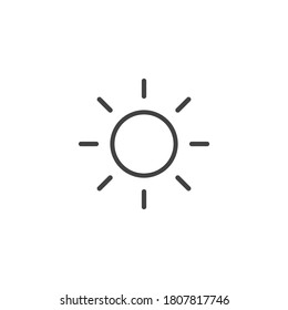 brightness icon. sun line symbol isolated on white background. vector illustration
