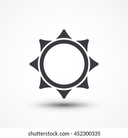 Brightness icon, Sun symbol. Eps10, JPEG, Picture, Image, Logo, Sign, Design, Flat, App, UI, Web, Art, Vector, Solid Style