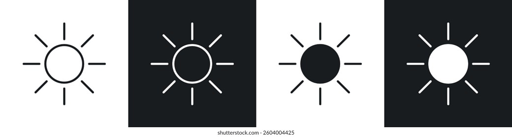 Brightness icon symbol collection on white background.