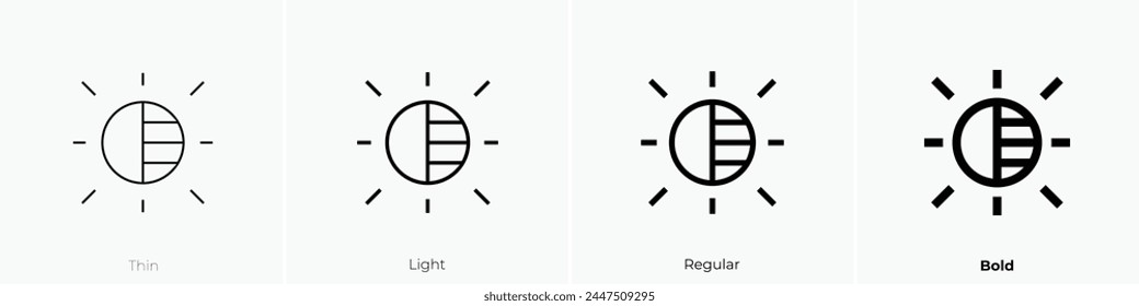 brightness icon. Thin, Light Regular And Bold style design isolated on white background
