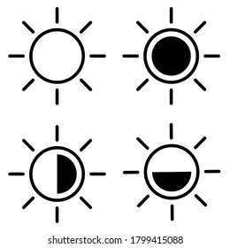 Brightness icon vector set. sun illustration sign collection. hot symbol.