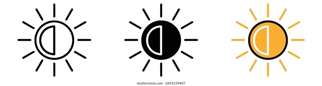 Brightness icon vector. varying degrees of light and warmth symbol. vector illustration.