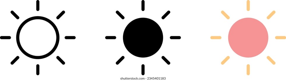 Brightness Icons collection, Intensity Setting. Vector Illustration