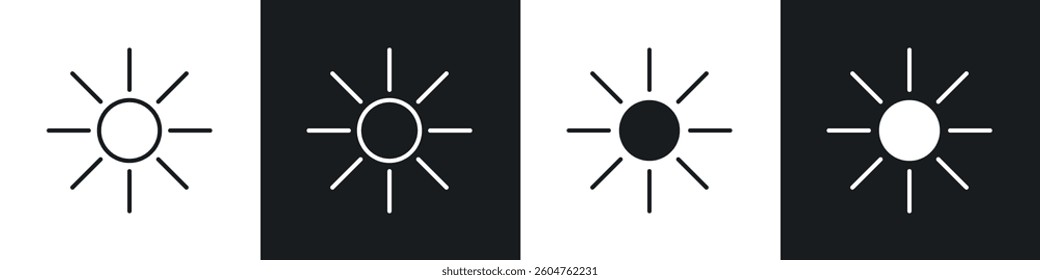 Brightness icons in flat and linear vector illustration on white background.