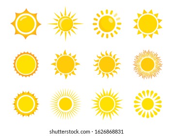 Brightness Icons, Intensity Setting. Sun icons. Vector Illustration
