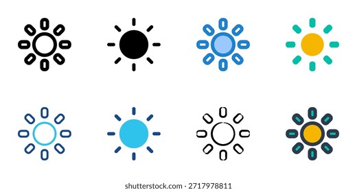 Brightness icons set multiple style collection. Editable stroke 
