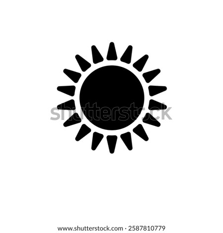 Brightness, Intensity Setting, Bright Sun Solid Flat Vector Icon Isolated on White Background.