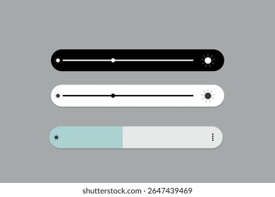 Controle deslizante de ajuste de nível de brilho com cores variadas, interface digital para ajustar o brilho da tela, ícone de controle de luz