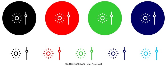 Ícone de nível de brilho, ícone de controle deslizante brilhante - ícones de controle de luz - botão de ícone de configurações de contraste. ícones de contorno de linha.