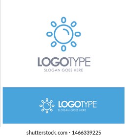 Brightness, Light, Sun, Shine Blue Outline Logo Place for Tagline. Vector Icon Template background