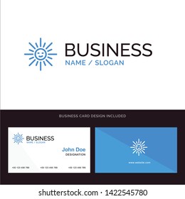 Brightness, Light, Sun, Spring Blue Business logo and Business Card Template. Front and Back Design