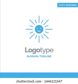 Brightness, Light, Sun, Spring Blue Solid Logo Template. Place for Tagline