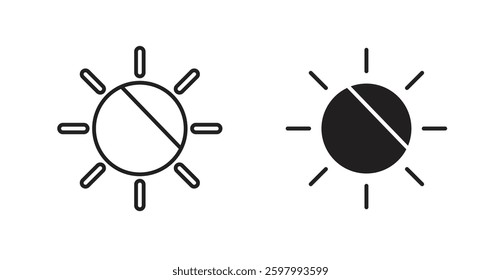 Brightness line icon vector set.