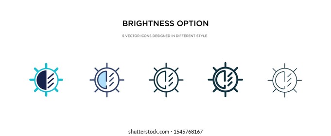 brightness option icon in different style vector illustration. two colored and black brightness option vector icons designed in filled, outline, line and stroke style can be used for web, mobile, ui