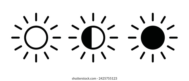 Brightness outline icon collection or set. Brightness Thin vector line art