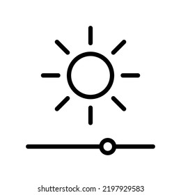 Brightness setting icon with sun in black outline style