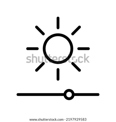 Brightness setting icon with sun in black outline style