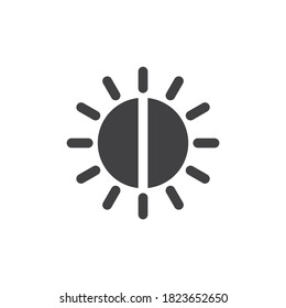 Icono de vector de configuración de brillo. signo plano relleno para concepto móvil y diseño web. Icono de glifo de modo de contraste. Símbolo, ilustración del logotipo. Gráficos vectoriales