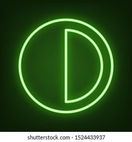 Brightness sign. Green neon icon in the dark. Blurred lightening. Illustration.