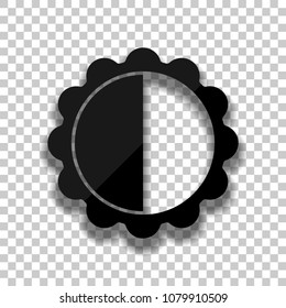 brightness. simple silhouette. Black glass icon with soft shadow on transparent background