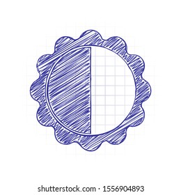 brightness. simple silhouette. Hand drawn sketched picture with scribble fill. Blue ink. Doodle on white background