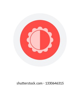 brightness. simple silhouette. Icon in colored circle with gray bold border. Web button, modern flat design