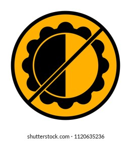 brightness. simple silhouette. not allowed, black object in warning sign with orange background color