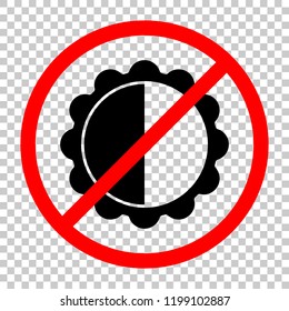 brightness. simple silhouette. Not allowed, black object in red warning sign with transparent background