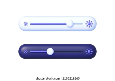 Brightness slider in 3d style on white background. Computer interface. Vector illustration element