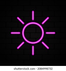 Brillo. Icono de neón solar. Icono de vector neón. Ilustración del vector