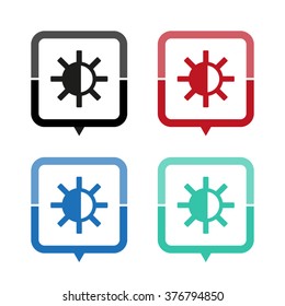 Brightness - vector icon; map pointer;  message bubble