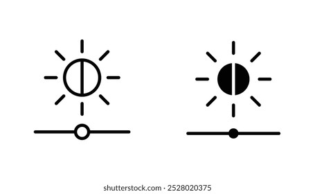 Icono del Vector del brillo fijado en color blanco y negro.