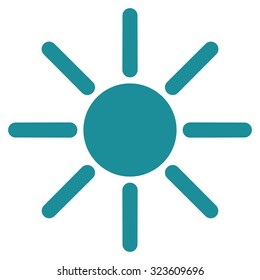 Brightness vector icon. Style is flat symbol, soft blue color, rounded angles, white background.