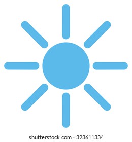 Brightness vector icon. Style is flat symbol, blue color, rounded angles, white background.