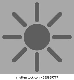 Brightness vector icon. Style is flat symbol, dark gray color, rounded angles, silver background.