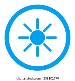 Brightness vector icon. Style is flat rounded symbol, blue color, rounded angles, white background.