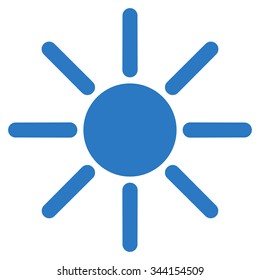 Brightness vector icon. Style is flat symbol, smooth blue color, rounded angles, white background.