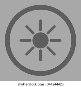 Brightness vector icon. Style is flat rounded symbol, dark gray color, rounded angles, silver background.