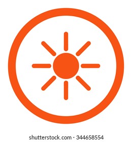 Brightness vector icon. Style is flat rounded symbol, orange color, rounded angles, white background.
