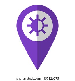 Brightness - vector icon;  violet map pointer