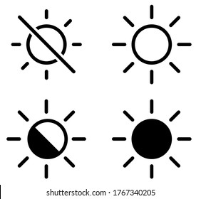 Brightness Vector Icons set.Intensity Setting collection.Contrast icon vector illustration.Brightness & Contrast design