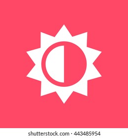 Brightness white icon on magenta color background. Eps-10.
