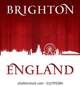 Brighton England city skyline silhouette. Vector illustration
