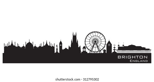 Brighton England skyline. Detailed silhouette. Vector illustration
