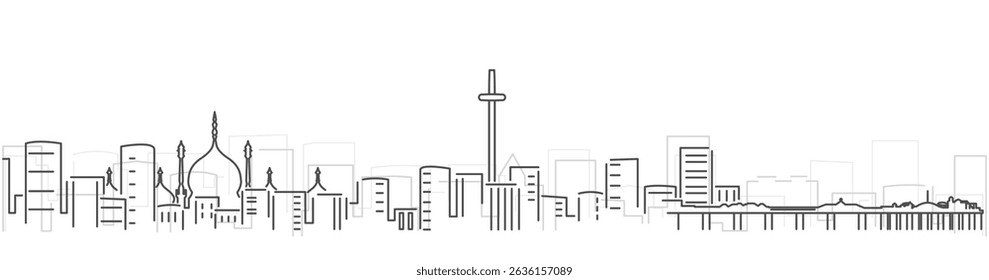 Brighton Simple Dark Lines Skyline on White Background